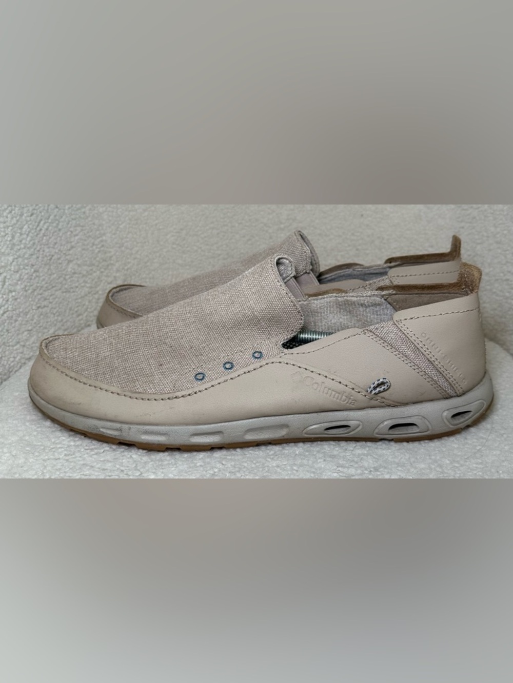 Columbia PFG Slip-On Loafers Men’s Beige Omni-Grip Boat‎ Shoes Comfort Casual 13 - Picture 3 of 11